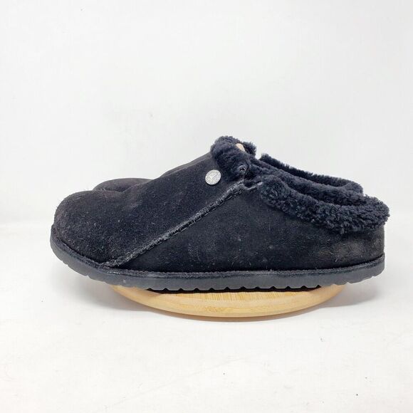 Birkenstock Zermatt Shearling Clogs 44 Mens 11 Black Suede Slip On‎ Lined Shoes - Picture 1 of 15